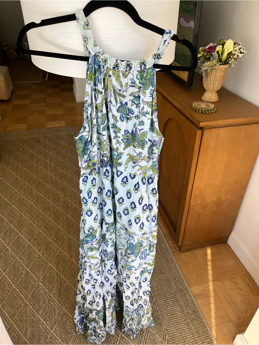 Calypso St. Barth Blue and Green Floral Maxi Dress